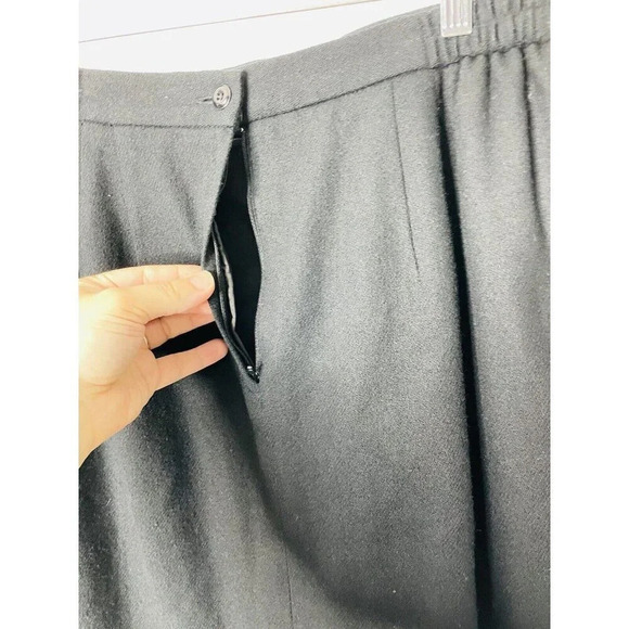 Vtg Worthington Wool Midi Skirt Sz 18 Black Classic Business Casual Slit Capsule - Picture 5 of 13
